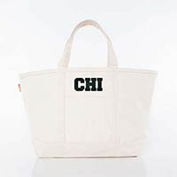 Natural Trimmed City Charm Large Canvas Tote Bags by CB Station - Chicago