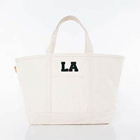Natural Trimmed City Charm Large Canvas Tote Bags by CB Station - Los Angeles