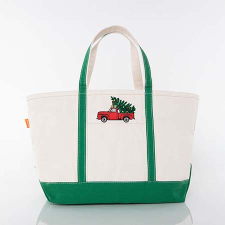 Emerald Trimmed Icon Icon Large Canvas Tote Bags by CB Station - Christmas Truck Emerald Trimmed Icon Icon Large Canvas Tote Bags by CB Station - Christmas Truck