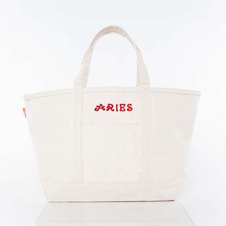 Natural Trimmed Icon Icon Large Canvas Tote Bags by CB Station - Aries