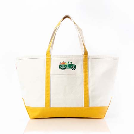 Mustard Trimmed Icon Icon Large Canvas Tote Bags by CB Station - Fall Truck Mustard Trimmed Icon Icon Large Canvas Tote Bags by CB Station - Fall Truck