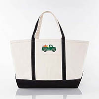 Black Trimmed Icon Large Canvas Tote Bags by CB Station - Fall Truck