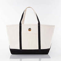 Black Trimmed Icon Icon Large Canvas Tote Bags by CB Station - Pumpkin