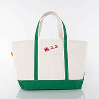 Emerald Trimmed Icon Icon Large Canvas Tote Bags by CB Station - Santa And Reindeer