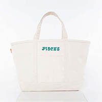 Natural Trimmed Icon Icon Large Canvas Tote Bags by CB Station - Pisces