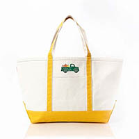 Mustard Trimmed Icon Icon Large Canvas Tote Bags by CB Station - Fall Truck