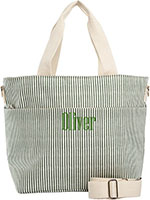 Myrtle Green Stripes Cooler Tote Bags by CB Station