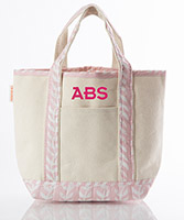 Powder Pink Block Print Handy Open Canvas Tote Bags by CB Station