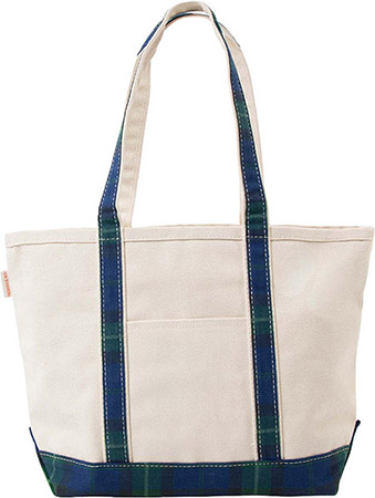 Blue Plaid Medium Classic Tote by CB Station