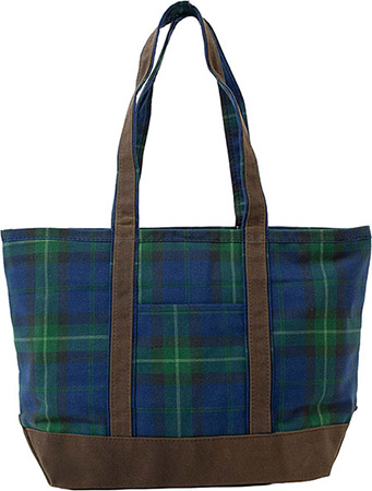 Blue Plaid & Olive Waxed Trim Medium Tote by CB Station
