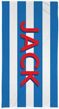 Personalized Beach Towels by Kelly Hughes Designs (Big Name Blue Stripes)
