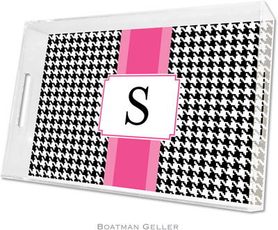 Boatman Geller Lucite Trays - Alex Houndstooth Black (Large)