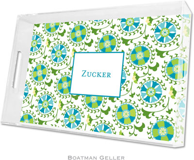 Boatman Geller Lucite Trays - Suzani Teal (Large - Panel)