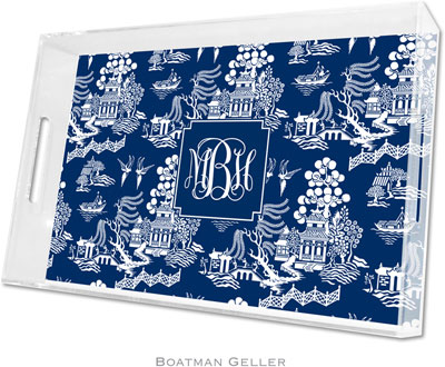Boatman Geller Lucite Trays - Chinoiserie Navy (Large - Pre-Set)