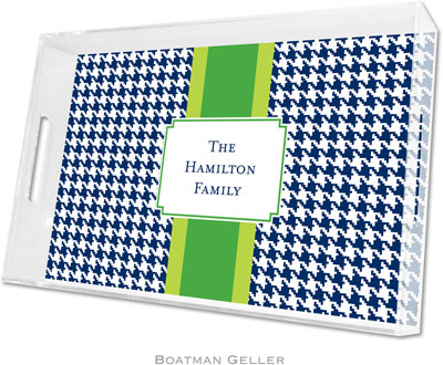 Boatman Geller Lucite Trays - Alex Houndstooth Navy (Large)