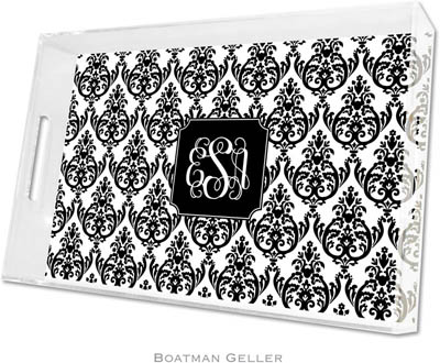 Boatman Geller Lucite Trays - Madison Damask White with Black (Large - Pre-Set) Boatman Geller Lucite Trays - Madison Damask White with Black (Large - Pre-Set)
