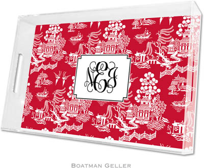 Boatman Geller Lucite Trays - Chinoiserie Red (Large - Panel)