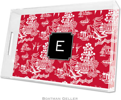 Boatman Geller Lucite Trays - Chinoiserie Red (Large - Pre-Set) Boatman Geller Lucite Trays - Chinoiserie Red (Large - Pre-Set)