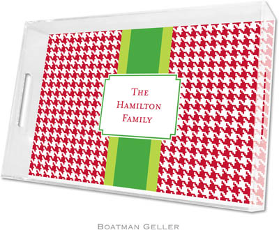 Boatman Geller Lucite Trays - Alex Houndstooth Red (Large)