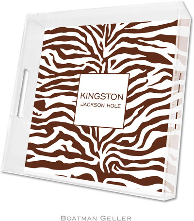 Boatman Geller Lucite Trays - Zebra Brown (Square - Panel) Boatman Geller Lucite Trays - Zebra Brown (Square - Panel)