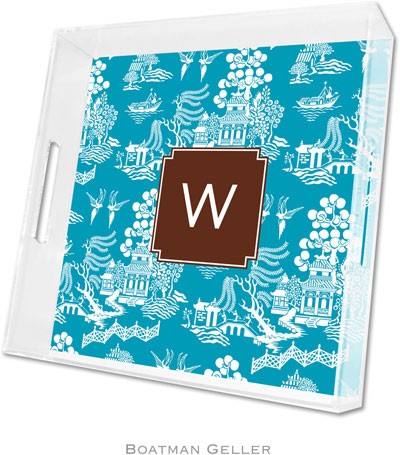 Boatman Geller Lucite Trays - Chinoiserie Turquoise (Square - Pre-Set) Boatman Geller Lucite Trays - Chinoiserie Turquoise (Square - Pre-Set)