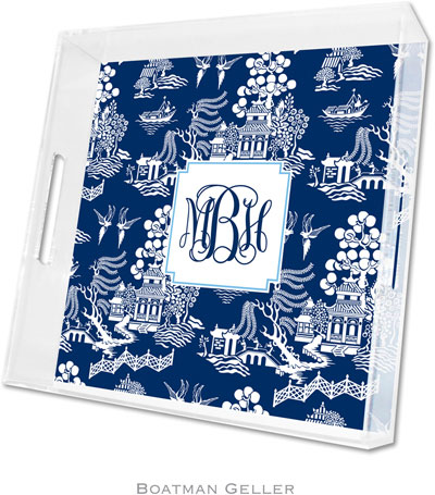 Boatman Geller Lucite Trays - Chinoiserie Navy (Square - Panel) Boatman Geller Lucite Trays - Chinoiserie Navy (Square - Panel)
