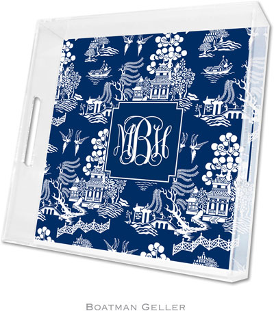Boatman Geller Lucite Trays - Chinoiserie Navy (Square - Pre-Set) Boatman Geller Lucite Trays - Chinoiserie Navy (Square - Pre-Set)