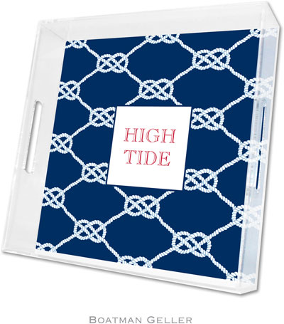 Boatman Geller Lucite Trays - Nautical Knot Navy (Square - Panel)