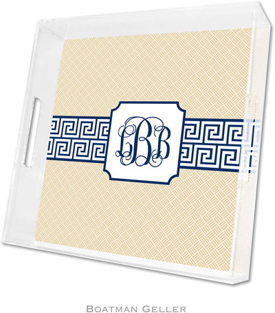 Boatman Geller Lucite Trays - Greek Key Band Navy (Square) Boatman Geller Lucite Trays - Greek Key Band Navy (Square)
