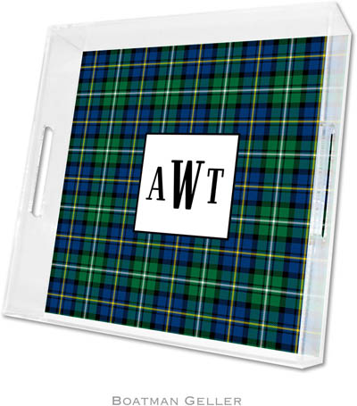Boatman Geller Lucite Trays - Black Watch Plaid (Square - Panel) Boatman Geller Lucite Trays - Black Watch Plaid (Square - Panel)