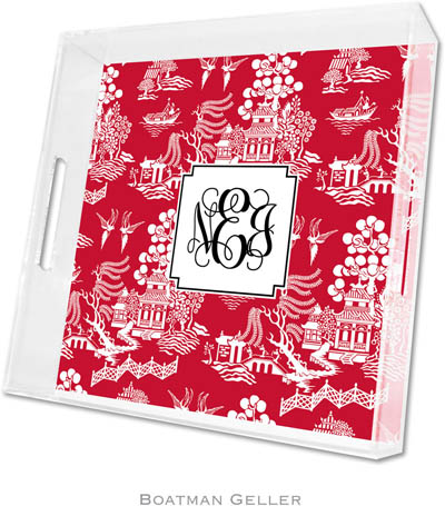 Boatman Geller Lucite Trays - Chinoiserie Red (Square - Panel) Boatman Geller Lucite Trays - Chinoiserie Red (Square - Panel)
