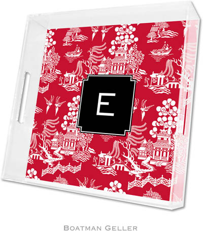 Boatman Geller Lucite Trays - Chinoiserie Red (Square - Pre-Set) Boatman Geller Lucite Trays - Chinoiserie Red (Square - Pre-Set)