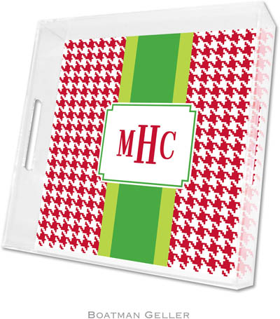 Boatman Geller Lucite Trays - Alex Houndstooth Red (Square)