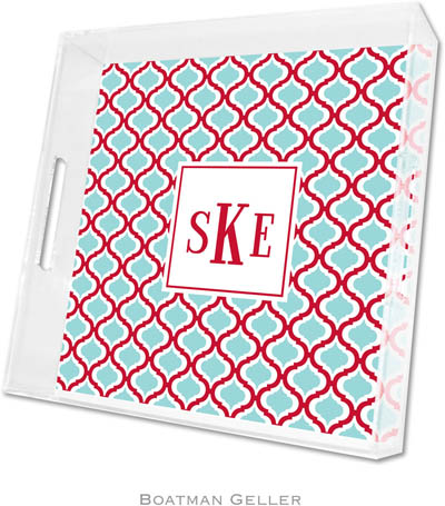 Boatman Geller Lucite Trays - Kate Red & Teal (Square - Panel) Boatman Geller Lucite Trays - Kate Red & Teal (Square - Panel)