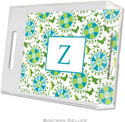 Boatman Geller Lucite Trays - Suzani Teal (Small - Panel) Boatman Geller Lucite Trays - Suzani Teal (Small - Panel)