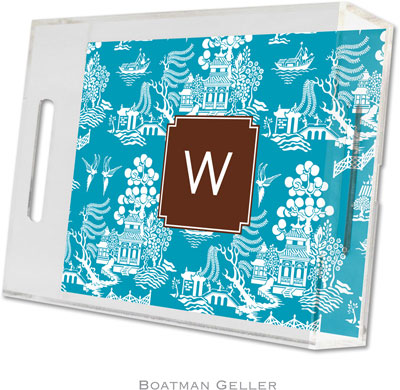 Boatman Geller Lucite Trays - Chinoiserie Turquoise (Small - Pre-Set) Boatman Geller Lucite Trays - Chinoiserie Turquoise (Small - Pre-Set)
