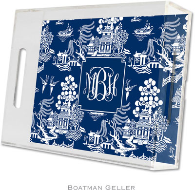 Boatman Geller Lucite Trays - Chinoiserie Navy (Small - Pre-Set) Boatman Geller Lucite Trays - Chinoiserie Navy (Small - Pre-Set)