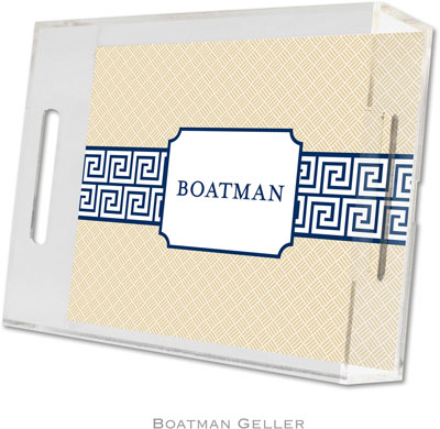 Boatman Geller Lucite Trays - Greek Key Band Navy (Small) Boatman Geller Lucite Trays - Greek Key Band Navy (Small)