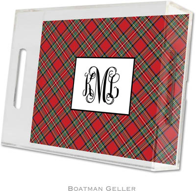 Boatman Geller Lucite Trays - Plaid Red (Small - Panel)