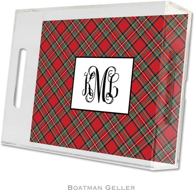 Boatman Geller Lucite Trays - Plaid Red (Small - Panel) Boatman Geller Lucite Trays - Plaid Red (Small - Panel)