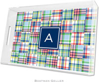 Boatman Geller Lucite Trays - Madras Patch Blue (Large - Pre-Set)