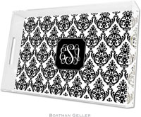 Boatman Geller Lucite Trays - Madison Damask White with Black (Large - Pre-Set)