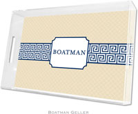 Boatman Geller Lucite Trays - Greek Key Band Navy (Large)