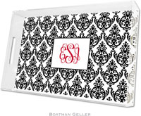 Boatman Geller Lucite Trays - Madison Damask White with Black (Large - Panel)