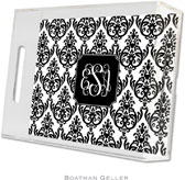 Boatman Geller Lucite Trays - Madison Damask White with Black (Small - Pre-Set)