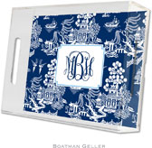 Boatman Geller Lucite Trays - Chinoiserie Navy (Small - Panel)