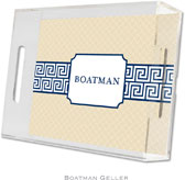 Boatman Geller Lucite Trays - Greek Key Band Navy (Small)