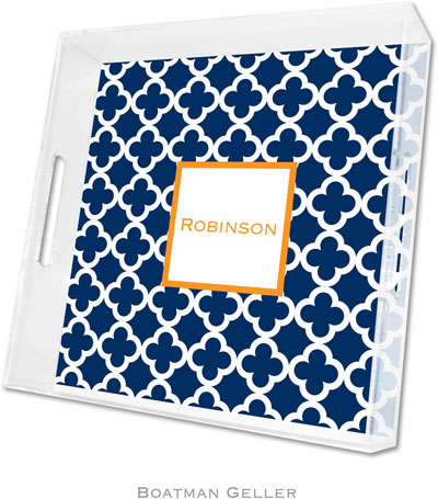 Boatman Geller - Create-Your-Own Personalized Lucite Trays (Bristol Tile Navy - Square) Boatman Geller - Create-Your-Own Personalized Lucite Trays (Bristol Tile Navy - Square)
