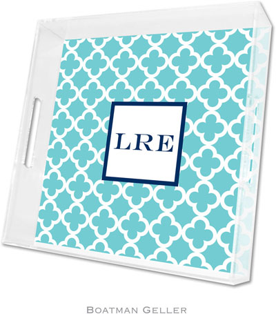 Boatman Geller - Create-Your-Own Personalized Lucite Trays (Bristol Tile Teal - Square) Boatman Geller - Create-Your-Own Personalized Lucite Trays (Bristol Tile Teal - Square)