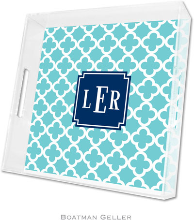 Boatman Geller - Create-Your-Own Personalized Lucite Trays (Bristol Tile Teal Preset - Square) Boatman Geller - Create-Your-Own Personalized Lucite Trays (Bristol Tile Teal Preset - Square)